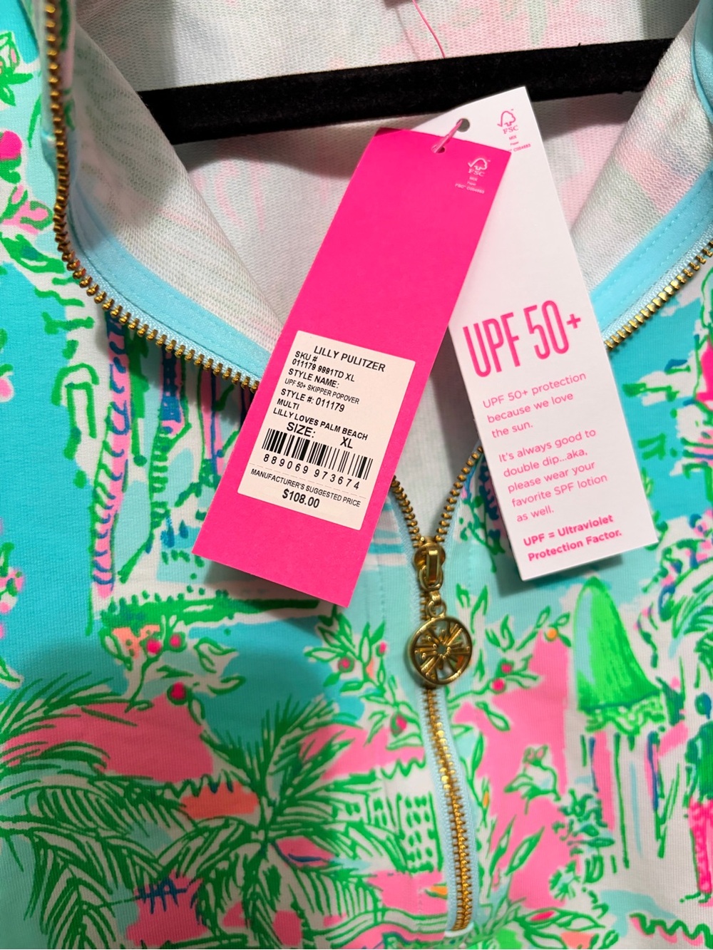 NWT Lilly Pulitzer Skipper Popover Lilly Loves Palm Beach X-Large - Picture 3 of 4